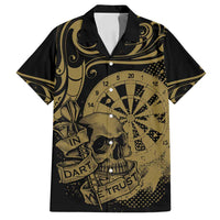 New Zealand Darts Family Matching Summer Maxi Dress and Hawaiian Shirt Skull In Dart We Trust Maori Pattern LT14 Dad's Shirt - Short Sleeve Gold - Polynesian Pride