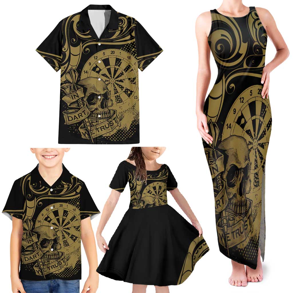 New Zealand Darts Family Matching Tank Maxi Dress and Hawaiian Shirt Skull In Dart We Trust Maori Pattern LT14 - Polynesian Pride