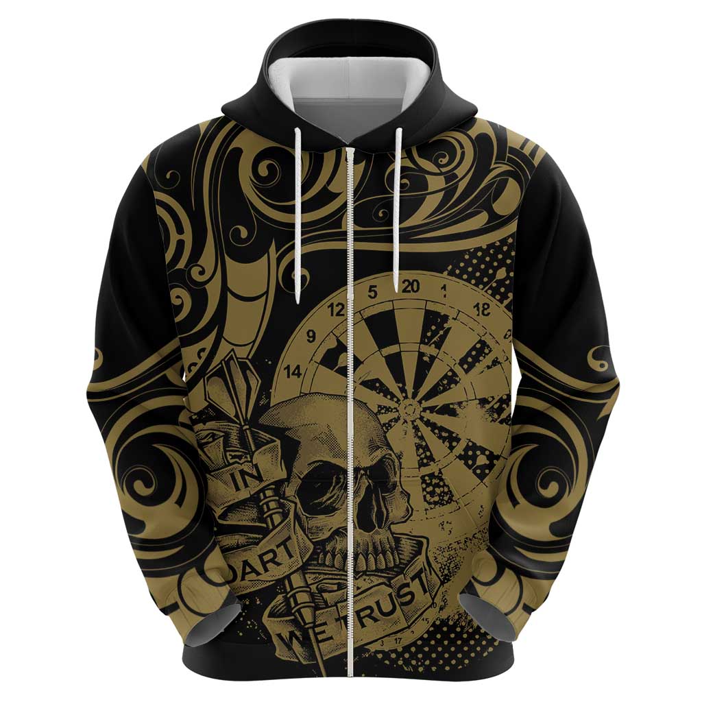 New Zealand Darts Hoodie Skull In Dart We Trust Maori Pattern - Polynesian Pride