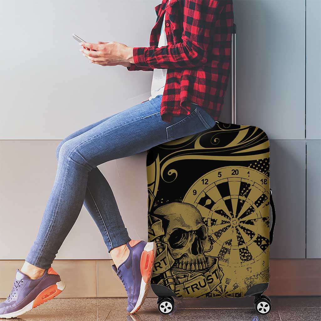 New Zealand Darts Luggage Cover Skull In Dart We Trust Maori Pattern - Polynesian Pride