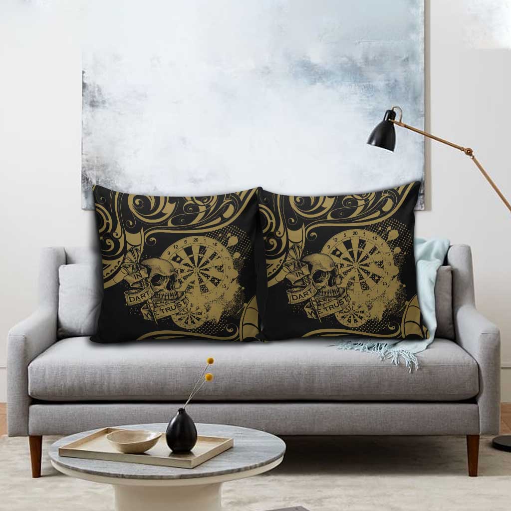 New Zealand Darts Pillow Cover Skull In Dart We Trust Maori Pattern - Polynesian Pride
