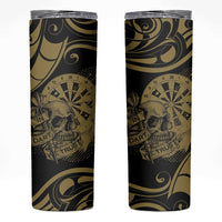 New Zealand Darts Skinny Tumbler Skull In Dart We Trust Maori Pattern LT14 Gold - Polynesian Pride