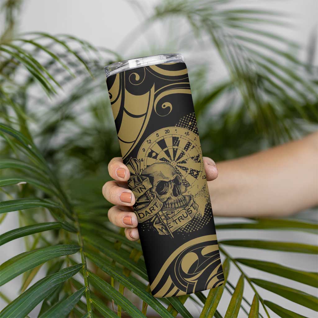 New Zealand Darts Skinny Tumbler Skull In Dart We Trust Maori Pattern LT14 - Polynesian Pride