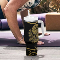 New Zealand Darts Tumbler With Handle Skull In Dart We Trust Maori Pattern - Polynesian Pride