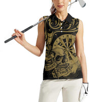 New Zealand Darts Women Sleeveless Polo Shirt Skull In Dart We Trust Maori Pattern LT14 - Polynesian Pride