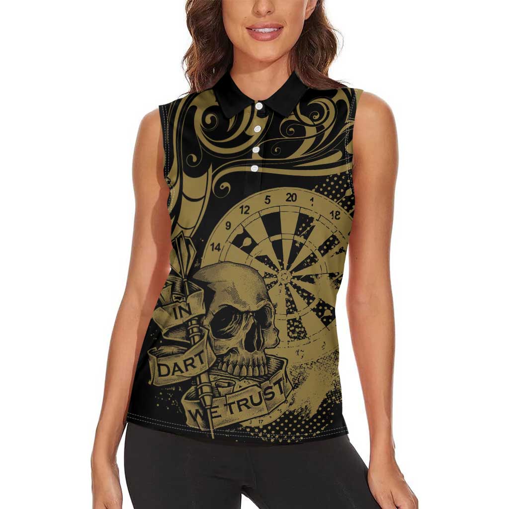 New Zealand Darts Women Sleeveless Polo Shirt Skull In Dart We Trust Maori Pattern LT14 - Polynesian Pride