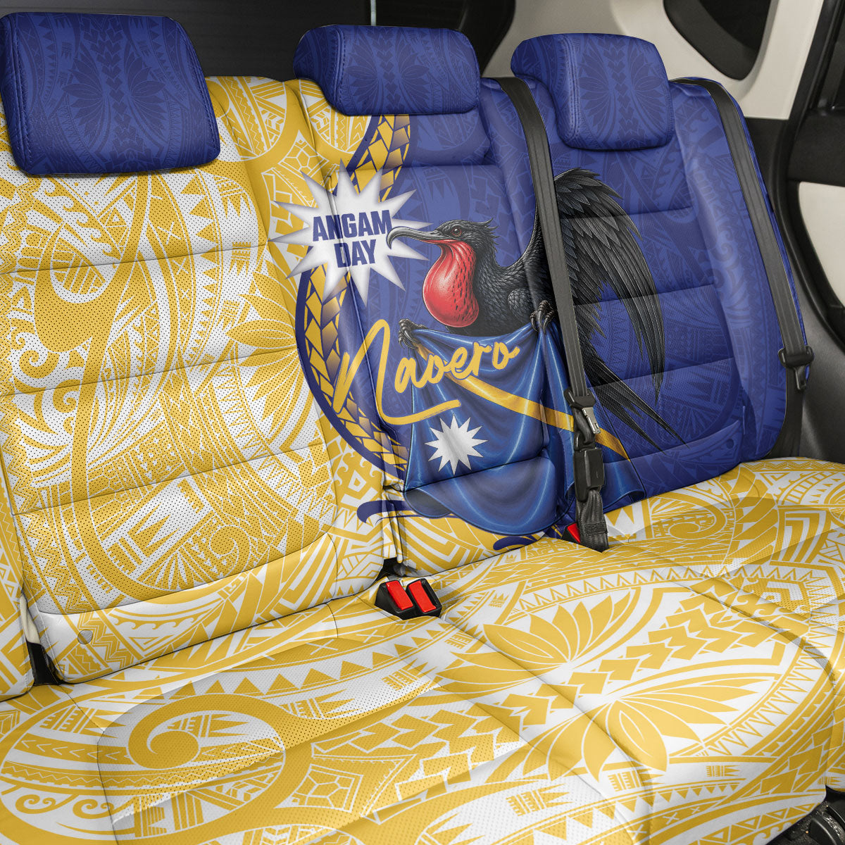 Nauru Angam Day Back Car Seat Cover Naoero Frigatebird With Flag Proud