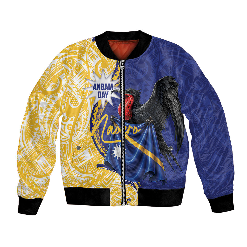 Personalised Nauru Angam Day Bomber Jacket Naoero Frigatebird With Flag Proud