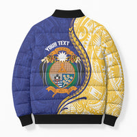 Personalised Nauru Angam Day Bomber Puffer Jacket Naoero Frigatebird With Flag Proud
