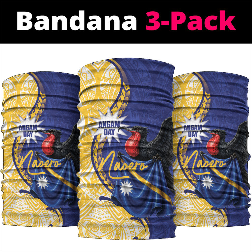 Nauru Angam Day Neck Gaiter Naoero Frigatebird With Flag Proud