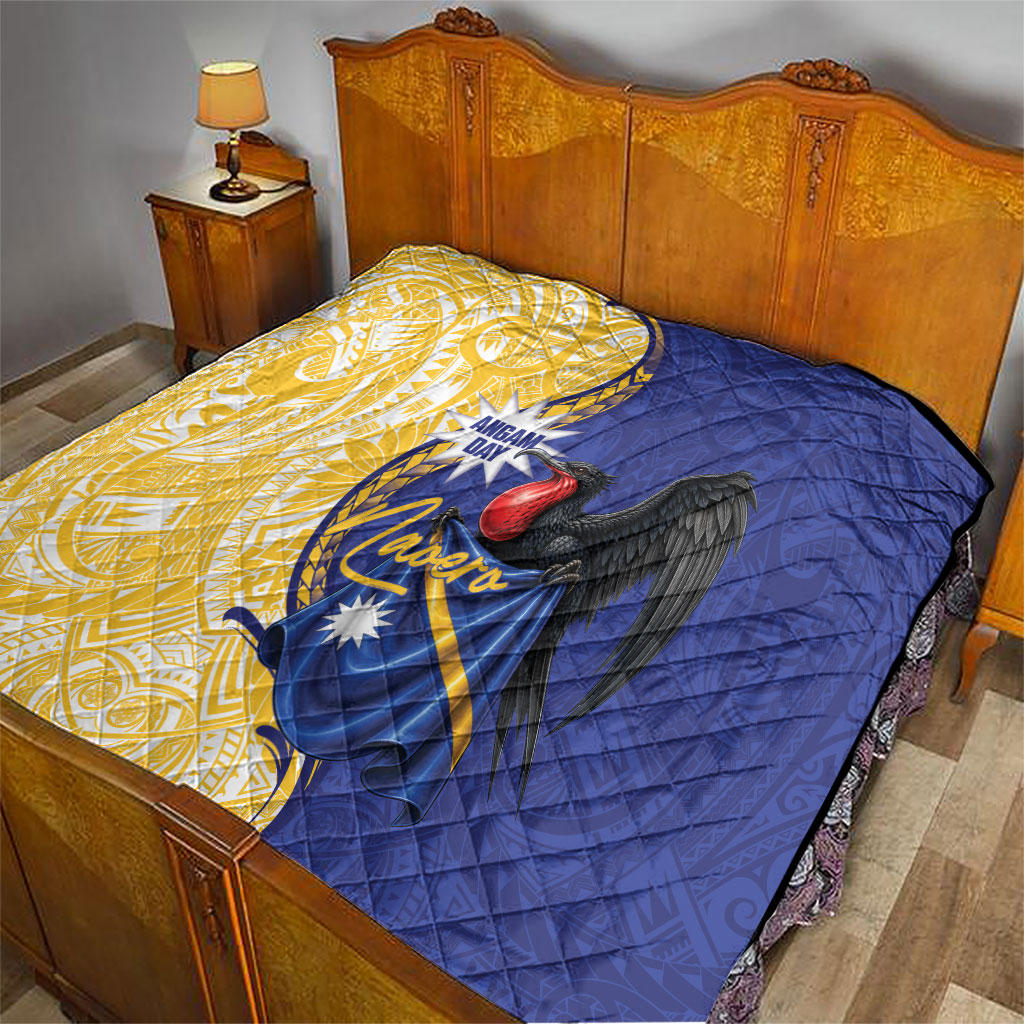 Nauru Angam Day Quilt Naoero Frigatebird With Flag Proud