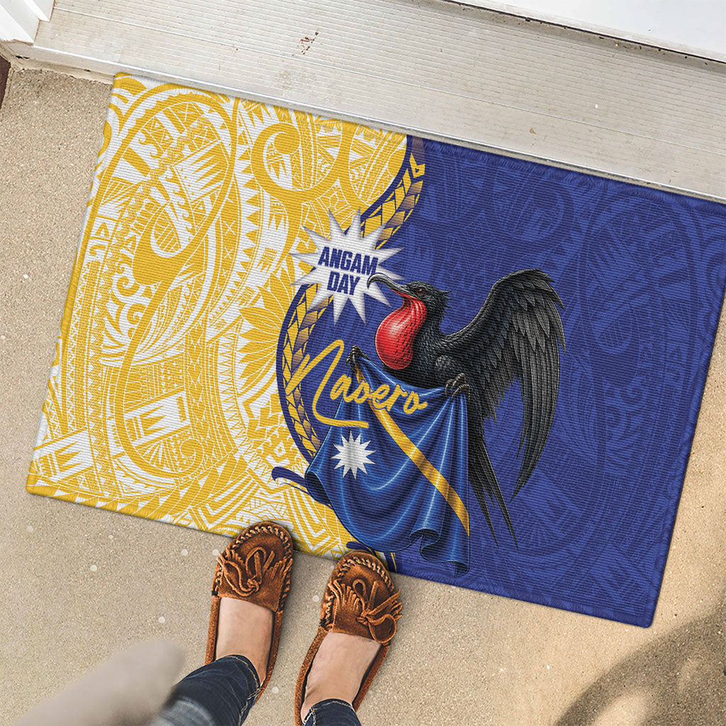 Nauru Angam Day Rubber Doormat Naoero Frigatebird With Flag Proud