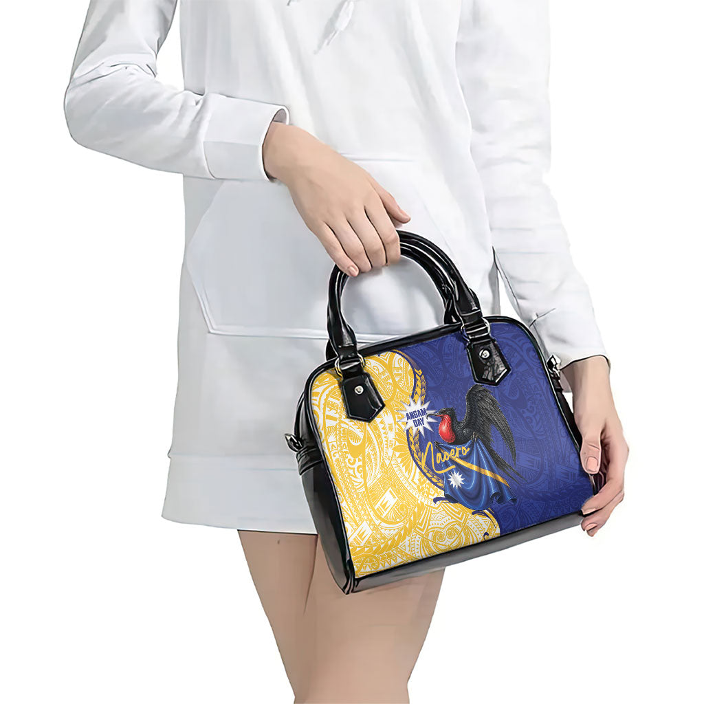 Nauru Angam Day Shoulder Handbag Naoero Frigatebird With Flag Proud