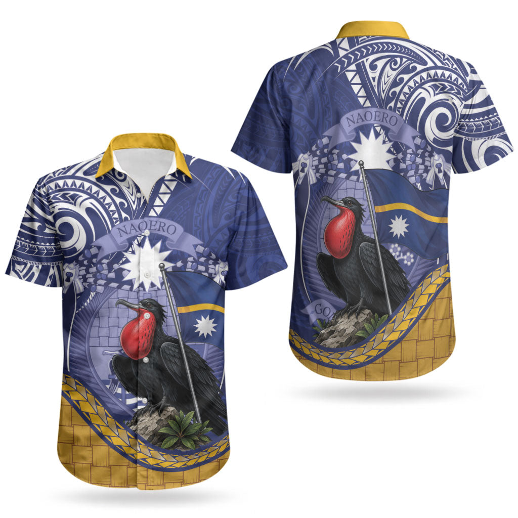 Magnificent Frigatebird Nauru Couples Matching Tank Maxi Dress and Hawaiian Shirt Pandanus Weaving Polynesian Pattern