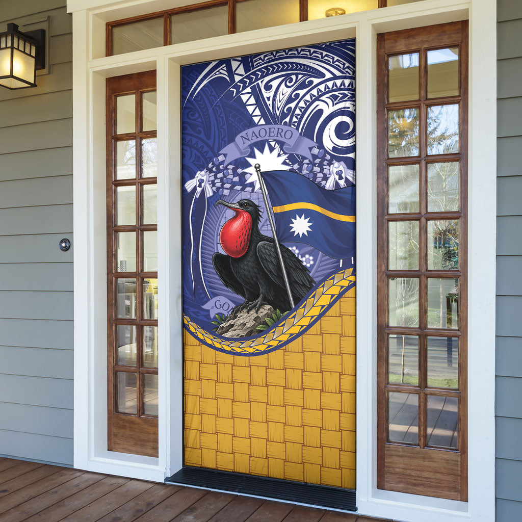 Magnificent Frigatebird Nauru Door Cover Pandanus Weaving Polynesian Pattern