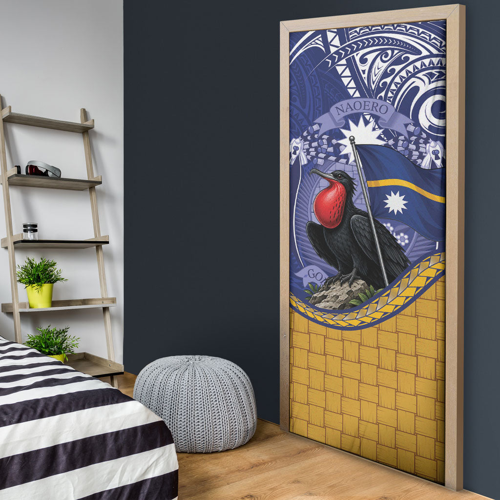 Magnificent Frigatebird Nauru Door Cover Pandanus Weaving Polynesian Pattern