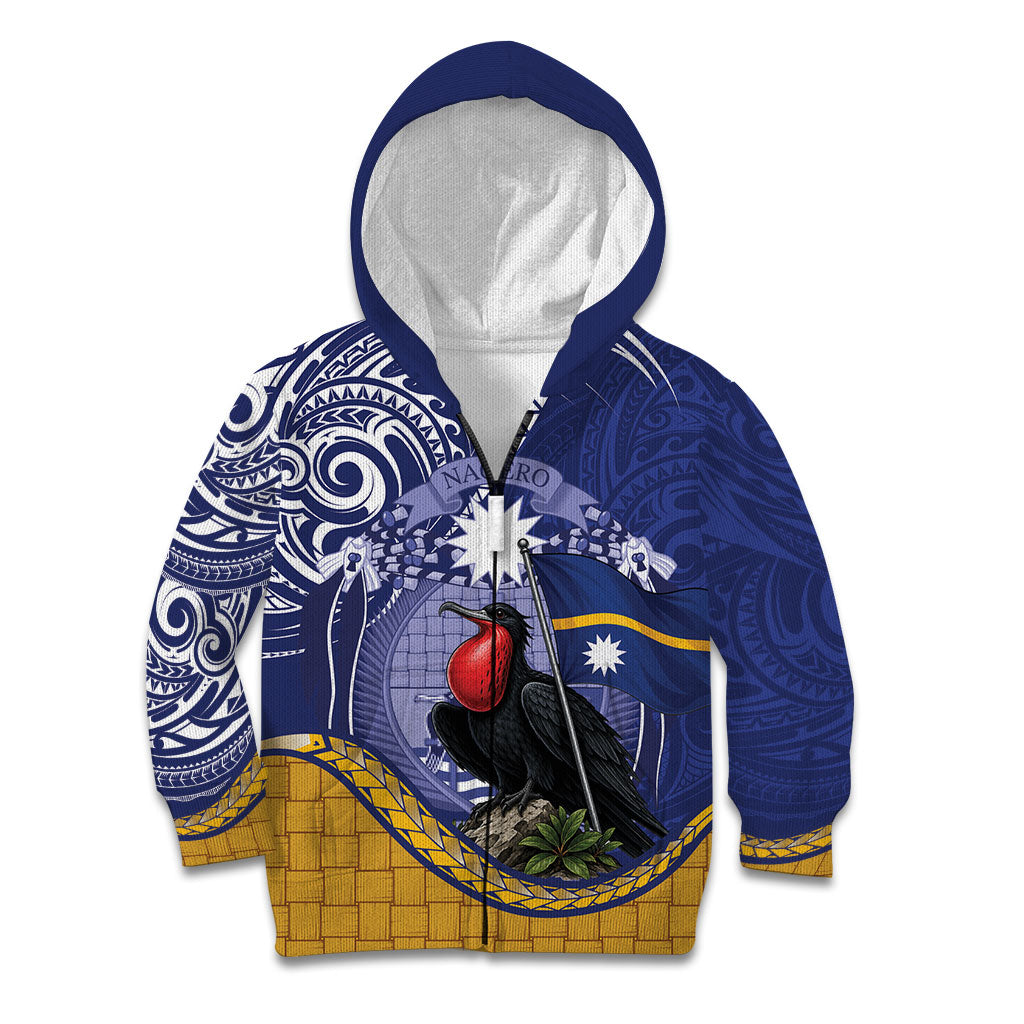 Magnificent Frigatebird Nauru Kid Hoodie Pandanus Weaving Polynesian Pattern