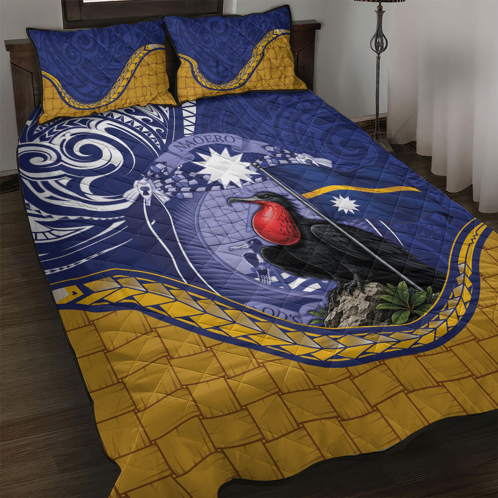 Magnificent Frigatebird Nauru Quilt Bed Set Pandanus Weaving Polynesian Pattern