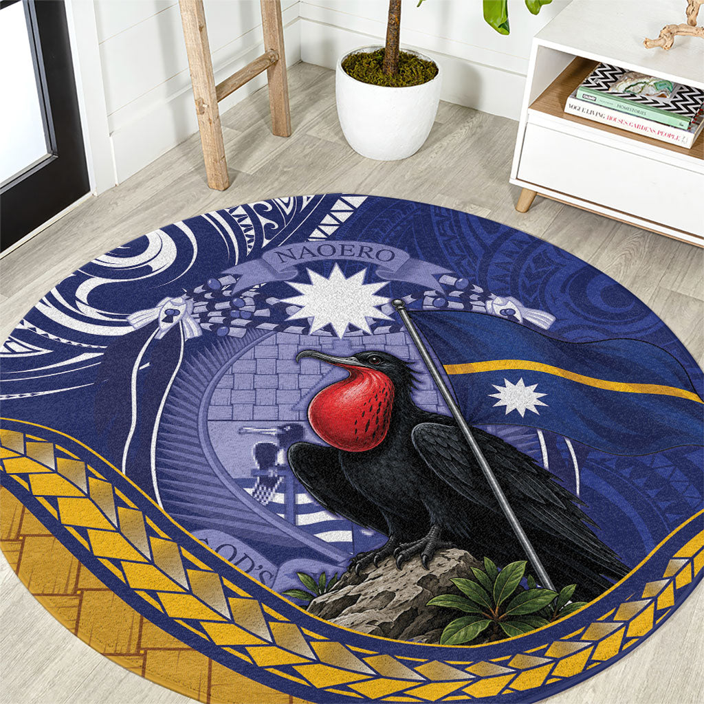 Magnificent Frigatebird Nauru Round Carpet Pandanus Weaving Polynesian Pattern