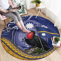Magnificent Frigatebird Nauru Round Carpet Pandanus Weaving Polynesian Pattern