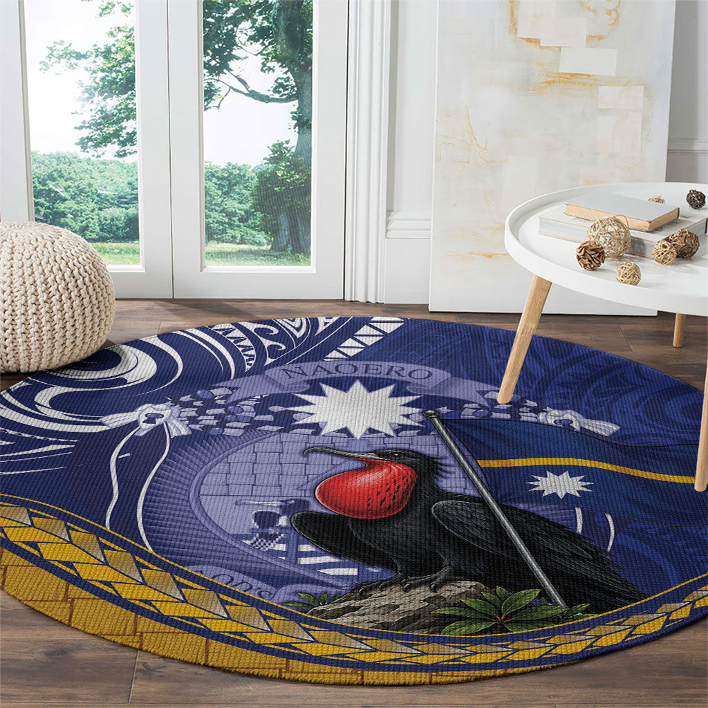 Magnificent Frigatebird Nauru Round Carpet Pandanus Weaving Polynesian Pattern