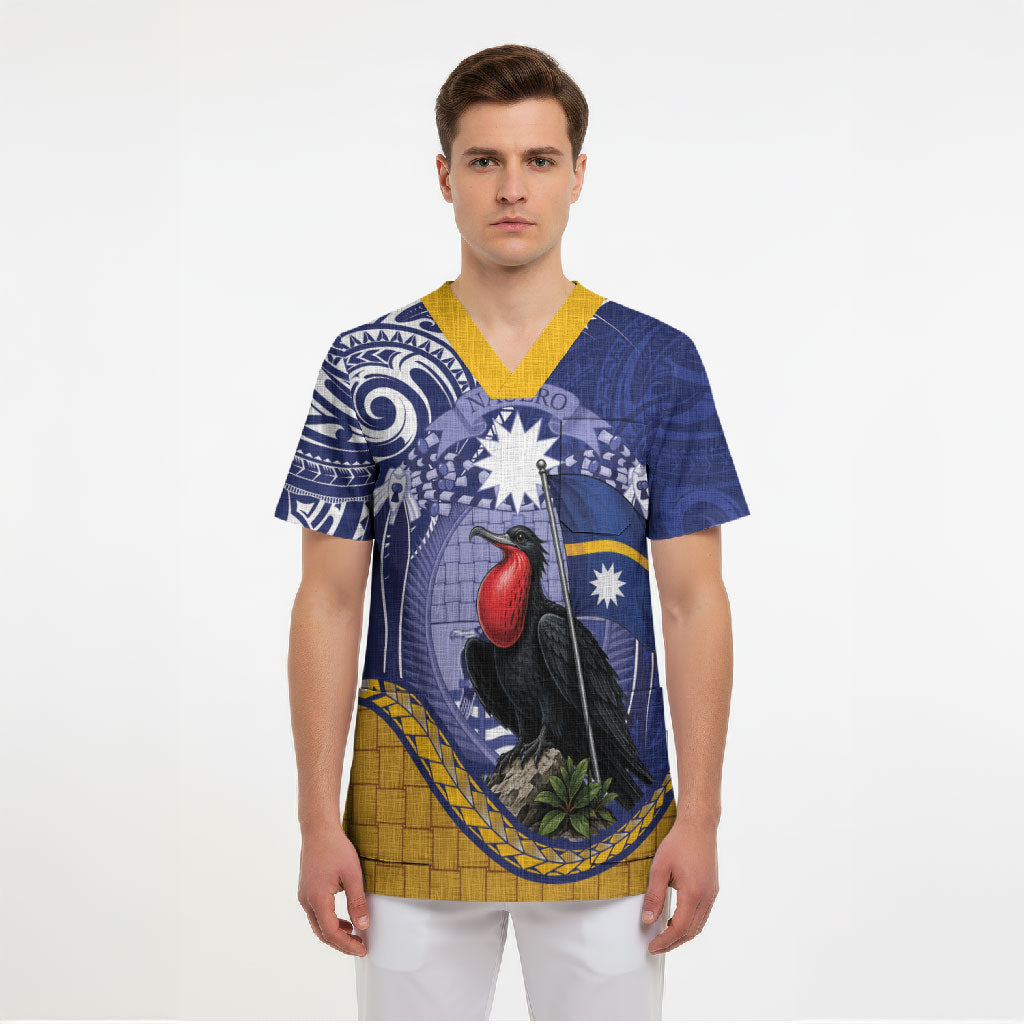 Magnificent Frigatebird Nauru Scrub Top Pandanus Weaving Polynesian Pattern