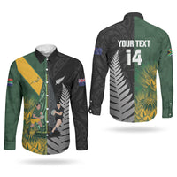 New Zealand and South Africa Rugby Custom Couples Matching Off Shoulder Short Dress and Long Sleeve Button Shirt Ultimate Rivalry All Black Springboks