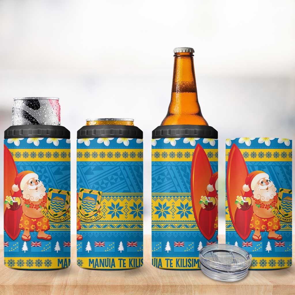 Tuvalu Christmas 4 in 1 Can Cooler Tumbler Cute Santa Manuia te Kilisimasi LT14 - Polynesian Pride