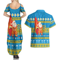 Tuvalu Christmas Couples Matching Summer Maxi Dress and Hawaiian Shirt Cute Santa Manuia te Kilisimasi LT14 - Polynesian Pride