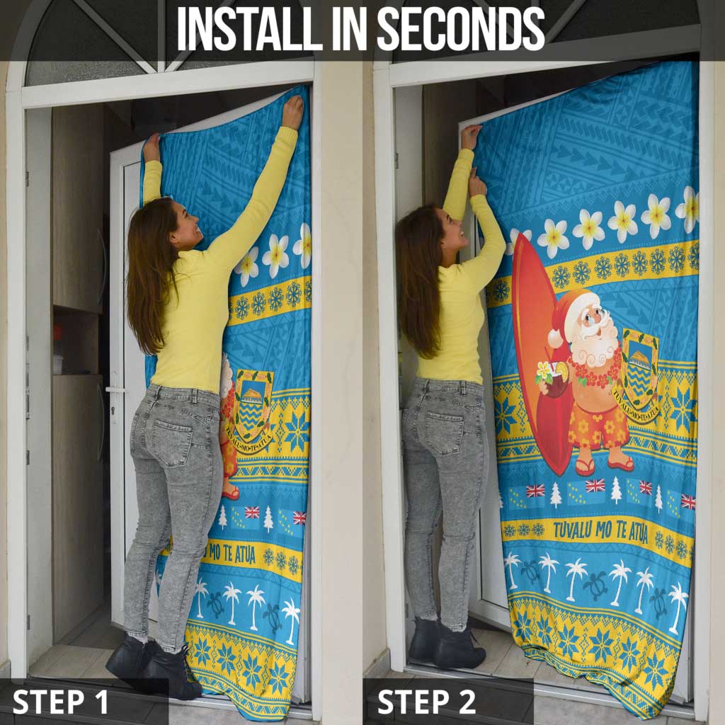 Tuvalu Christmas Door Cover Cute Santa Manuia te Kilisimasi - Polynesian Pride