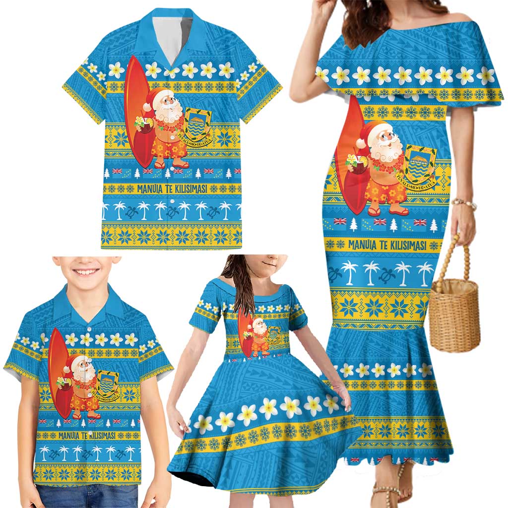 Tuvalu Christmas Family Matching Mermaid Dress and Hawaiian Shirt Cute Santa Manuia te Kilisimasi LT14 - Polynesian Pride