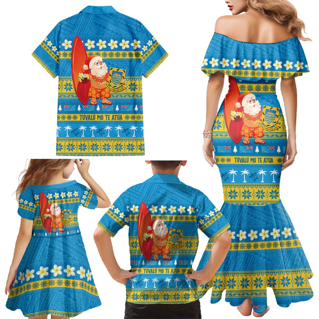 Tuvalu Christmas Family Matching Mermaid Dress and Hawaiian Shirt Cute Santa Manuia te Kilisimasi LT14 - Polynesian Pride