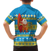 Tuvalu Christmas Family Matching Off Shoulder Maxi Dress and Hawaiian Shirt Cute Santa Manuia te Kilisimasi LT14 - Polynesian Pride
