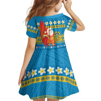 Tuvalu Christmas Family Matching Off Shoulder Maxi Dress and Hawaiian Shirt Cute Santa Manuia te Kilisimasi LT14 - Polynesian Pride