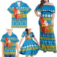 Tuvalu Christmas Family Matching Off Shoulder Maxi Dress and Hawaiian Shirt Cute Santa Manuia te Kilisimasi LT14 - Polynesian Pride