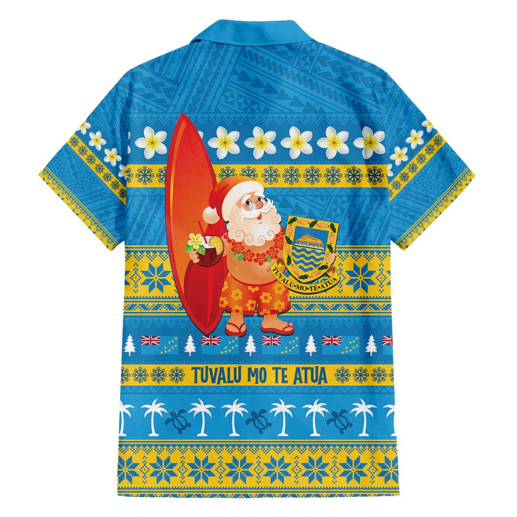 Tuvalu Christmas Family Matching Off Shoulder Short Dress and Hawaiian Shirt Cute Santa Manuia te Kilisimasi LT14 - Polynesian Pride