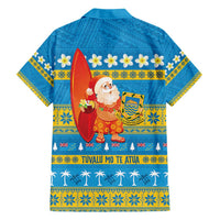 Tuvalu Christmas Family Matching Short Sleeve Bodycon Dress and Hawaiian Shirt Cute Santa Manuia te Kilisimasi LT14 - Polynesian Pride