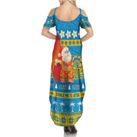 Tuvalu Christmas Family Matching Summer Maxi Dress and Hawaiian Shirt Cute Santa Manuia te Kilisimasi LT14 - Polynesian Pride