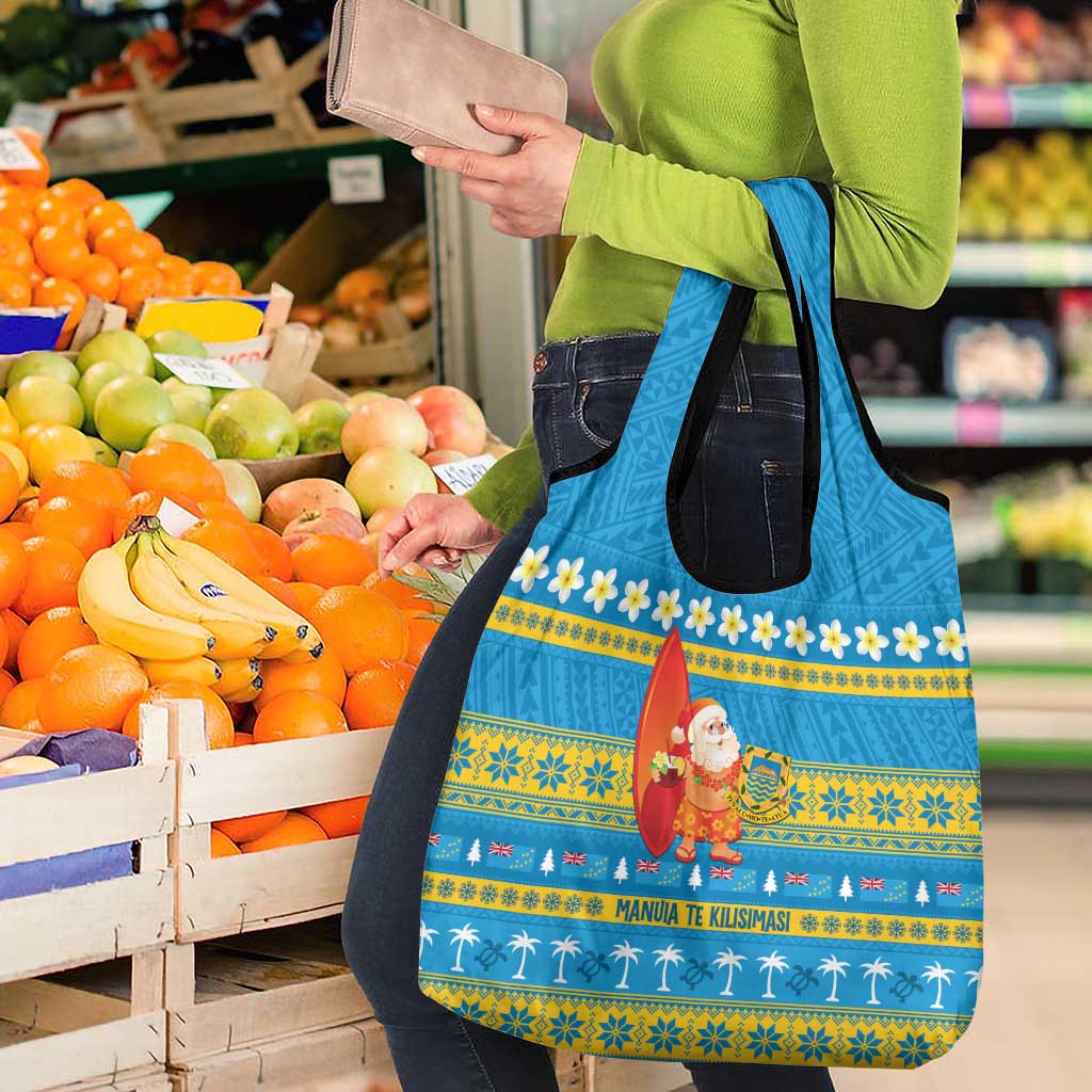 Tuvalu Christmas Grocery Bag Cute Santa Manuia te Kilisimasi - Polynesian Pride
