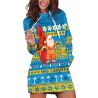 Tuvalu Christmas Hoodie Dress Cute Santa Manuia te Kilisimasi LT14 Blue - Polynesian Pride