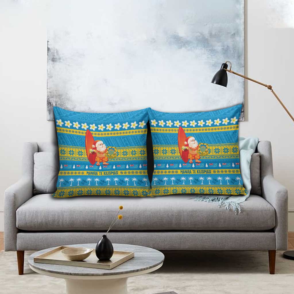 Tuvalu Christmas Pillow Cover Cute Santa Manuia te Kilisimasi - Polynesian Pride