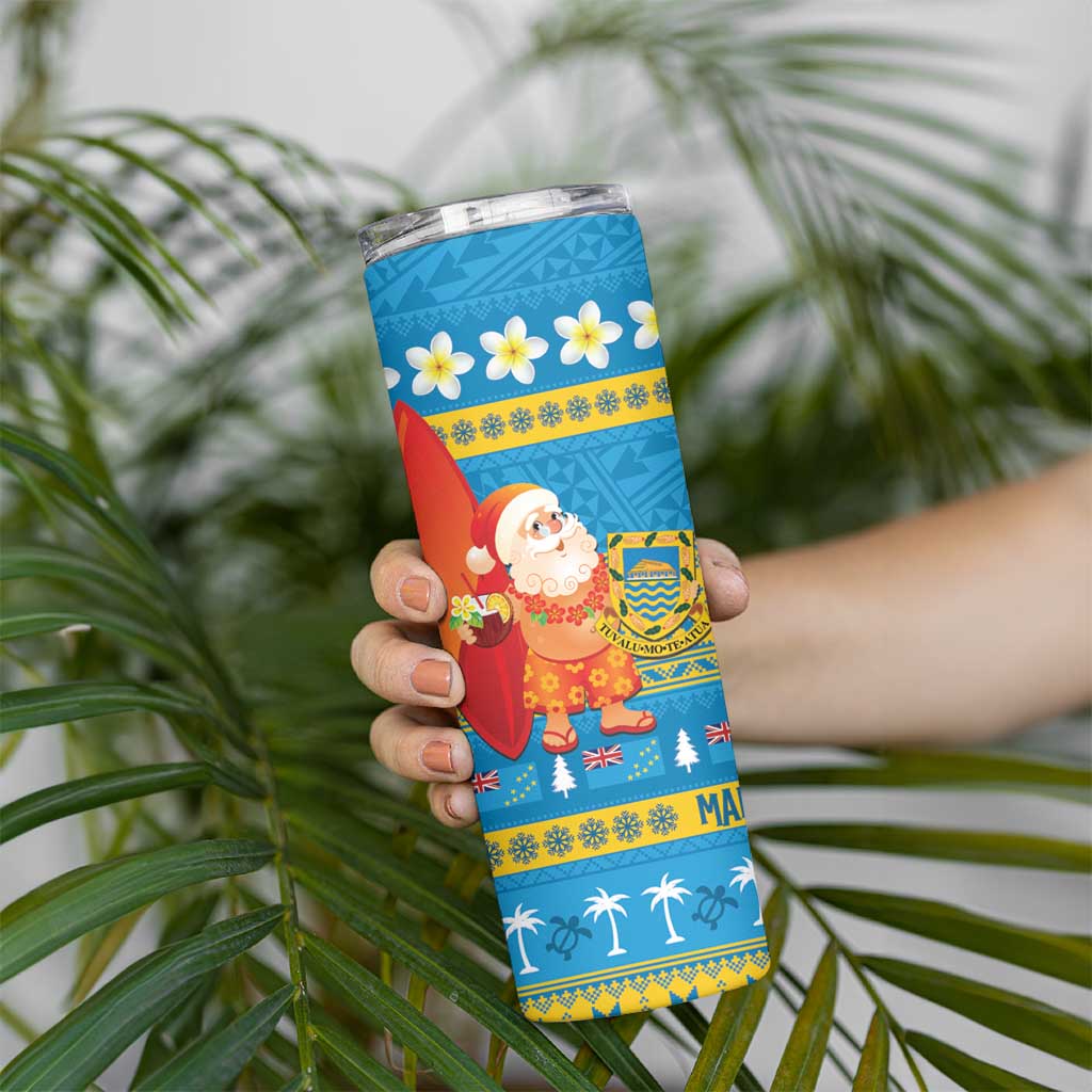 Tuvalu Christmas Skinny Tumbler Cute Santa Manuia te Kilisimasi LT14 - Polynesian Pride
