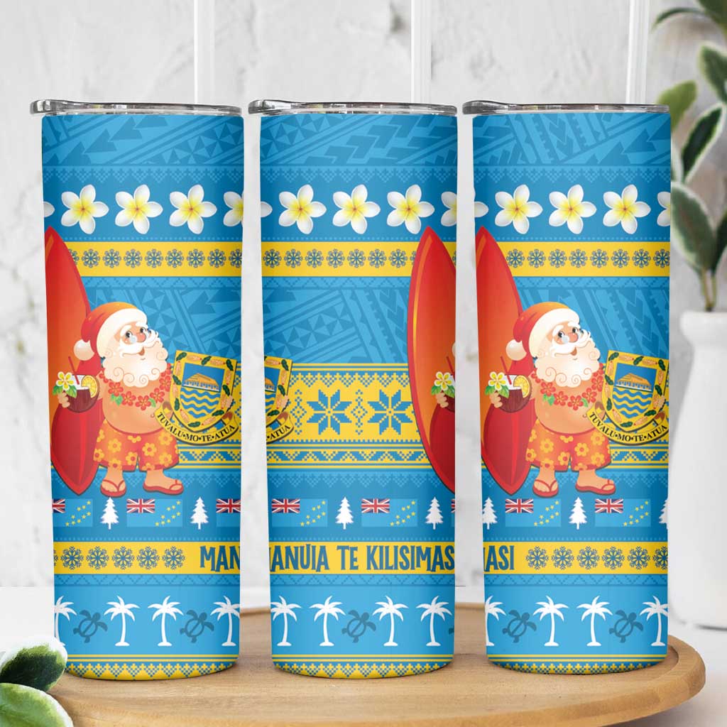 Tuvalu Christmas Skinny Tumbler Cute Santa Manuia te Kilisimasi LT14 - Polynesian Pride