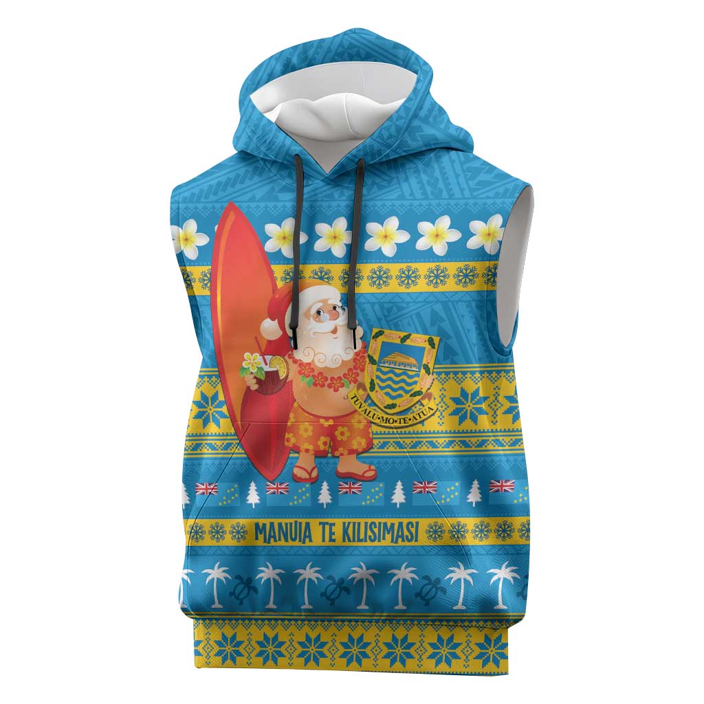 Tuvalu Christmas Sleeveless Hoodie Cute Santa Manuia te Kilisimasi - Polynesian Pride