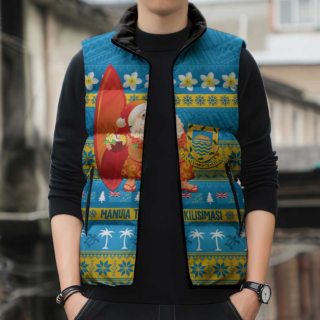 Tuvalu Christmas Sleeveless Puffer Jacket Cute Santa Manuia te Kilisimasi - Polynesian Pride
