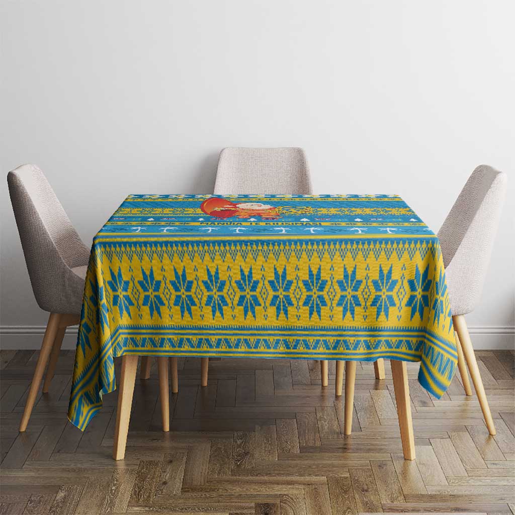 Tuvalu Christmas Tablecloth Cute Santa Manuia te Kilisimasi - Polynesian Pride