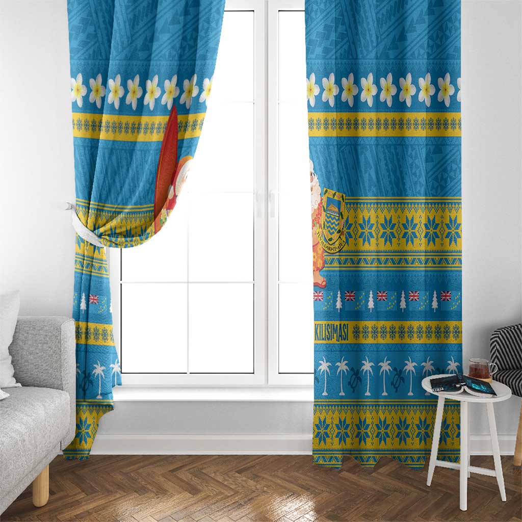 Tuvalu Christmas Window Curtain Cute Santa Manuia te Kilisimasi - Polynesian Pride