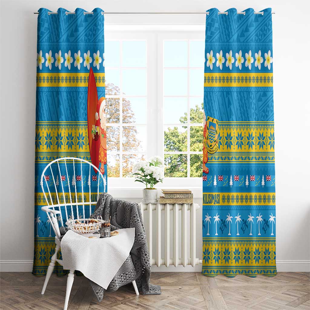 Tuvalu Christmas Window Curtain Cute Santa Manuia te Kilisimasi - Polynesian Pride