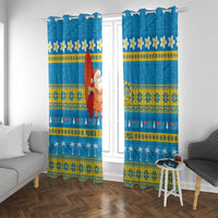 Tuvalu Christmas Window Curtain Cute Santa Manuia te Kilisimasi - Polynesian Pride