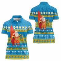 Tuvalu Christmas Women Polo Shirt Cute Santa Manuia te Kilisimasi - Polynesian Pride